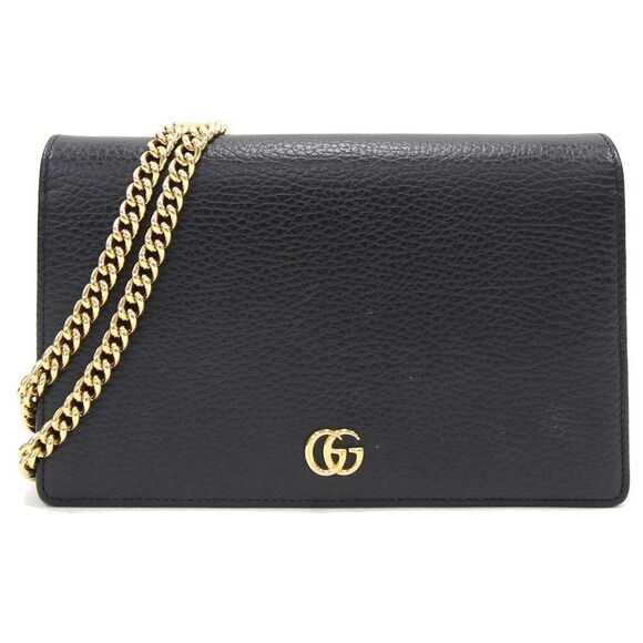 Gucci Shoulder Wallet GG Marmont Black Chain Shoulder - Picture 1 of 9